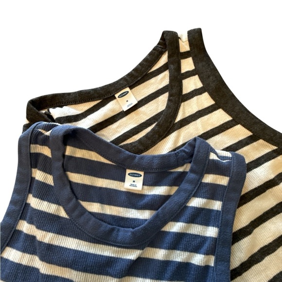 Old Navy Tank Bundle - Striped Sleeveless Tank Tops - Blue and Black - Picture 3 of 5